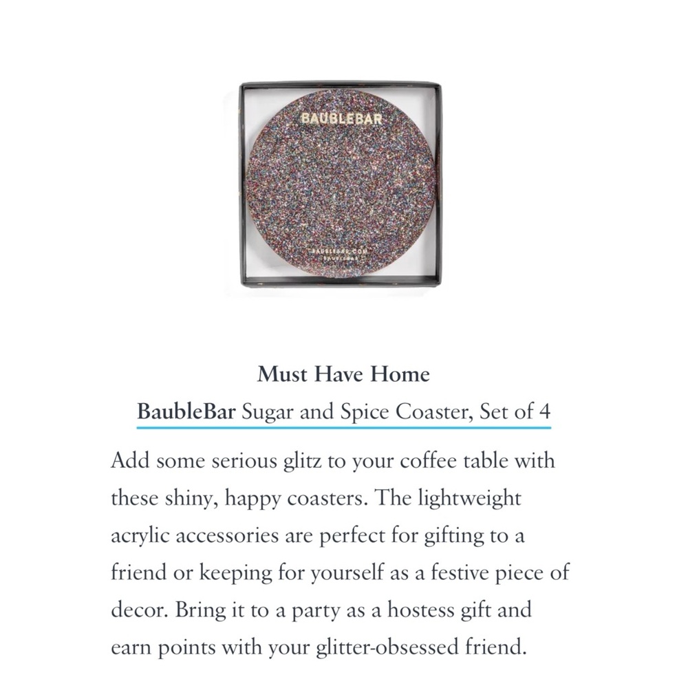 BaubleBar Sugar & Spice Glitter Coaster - Set of 8 Coasters - Picture 4 of 4